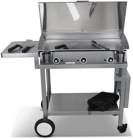 Plancha Électrique Inox avec Chariot et Accessoires - 3 Thermostats Ajustables - Fabrication Française