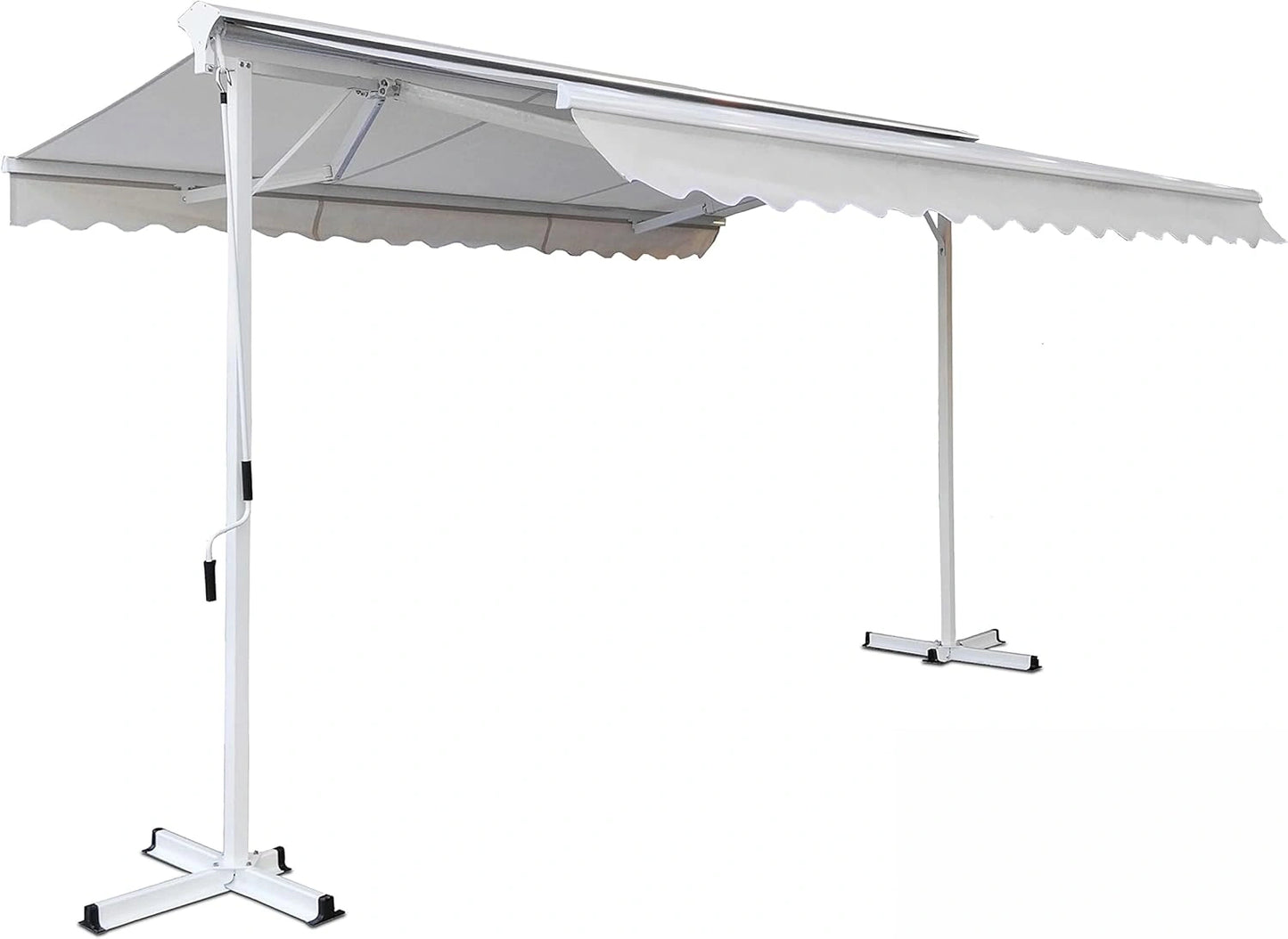 Tonnelle de Jardin Double Pente avec Coffre 3 x 4 m en Aluminium Écru