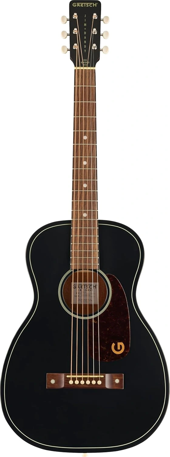 Guitare Acoustique Parlor Gretsch Jim Dandy Deltoluxe, Touche Noyer, Pickguard Écaille, Noir