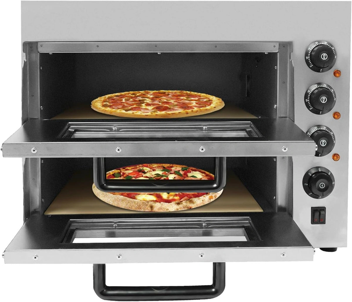 Mini Four à Pizza Électrique 3000W, Double Couche, Température Réglable 50-350°C, Pour Restauration Professionnelle