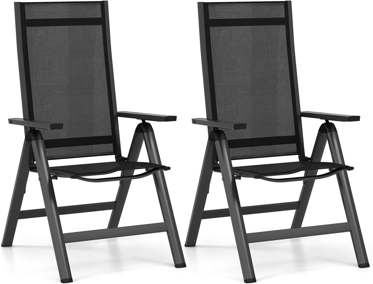 GOPLUS Ensemble de 2 Chaises de Jardin Réglables en Aluminium, 7 Positions, Pliantes et Portables, 73x58x107 cm, Idéal pour Terrasse et Patio