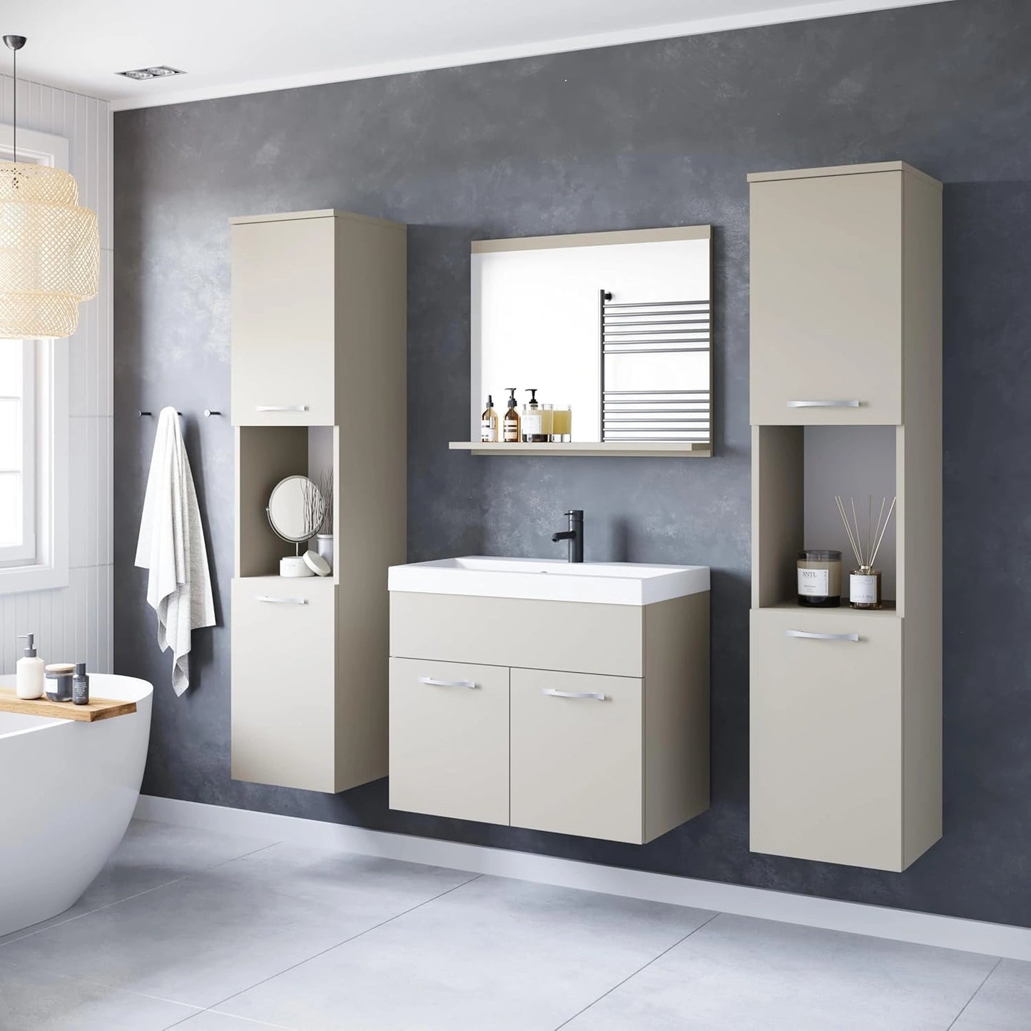 Ensemble de salle de bain Montréal XL avec lavabo inclus, couleur beige cachemire