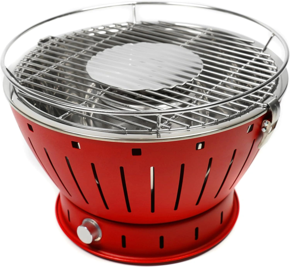 Grill portable sans fumée - Charbon de bois - Diamètre 35 cm - Couleur rouge