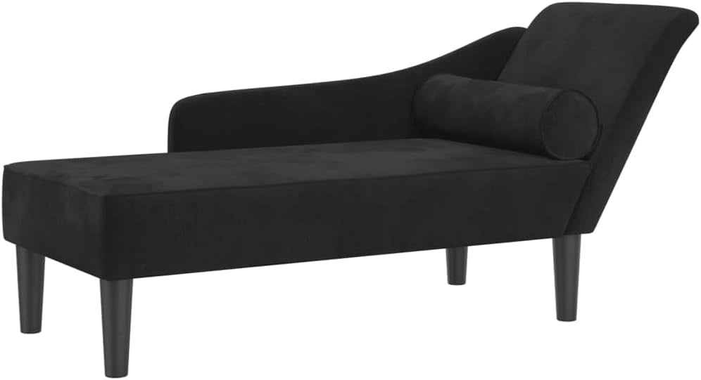 Fauteuil de détente en velours noir avec coussins