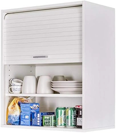 Armoire de Cuisine Haute Blanche avec 2 Étagères, 60x72x35 cm