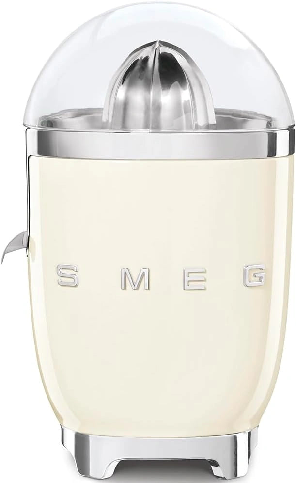 Smeg Presse-Agrumes Électrique 70W, Design Crème, Bec Anti-goutte et Cône Universel