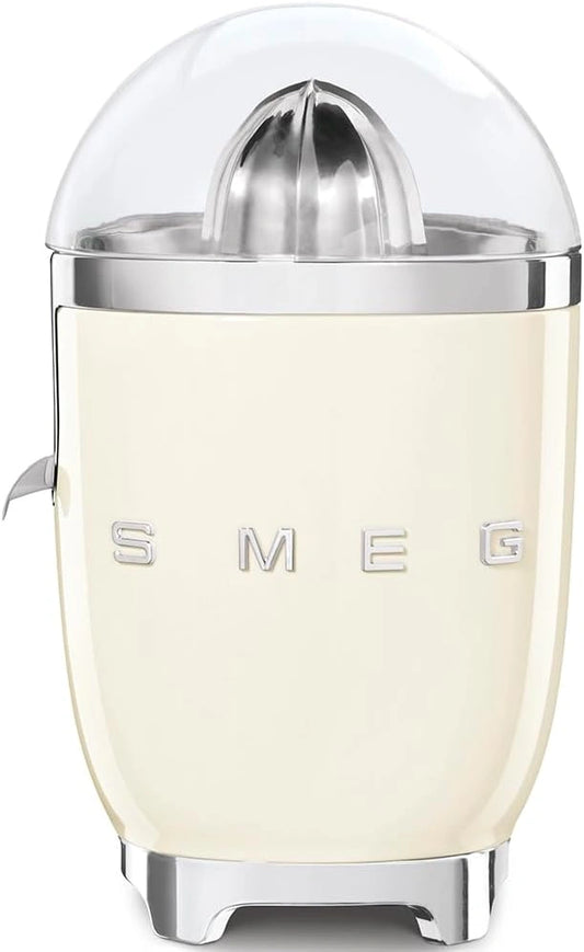 Smeg Presse-Agrumes Électrique 70W, Design Crème, Bec Anti-goutte et Cône Universel