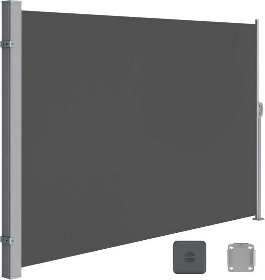 Paravent Latéral SONGMICS, Coffre en Acier Inoxydable, Anti-Rouille, Extensible, 200x300 cm, Occultant Solaire pour Balcon, Terrasse, Jardin, Couleur Anthracite