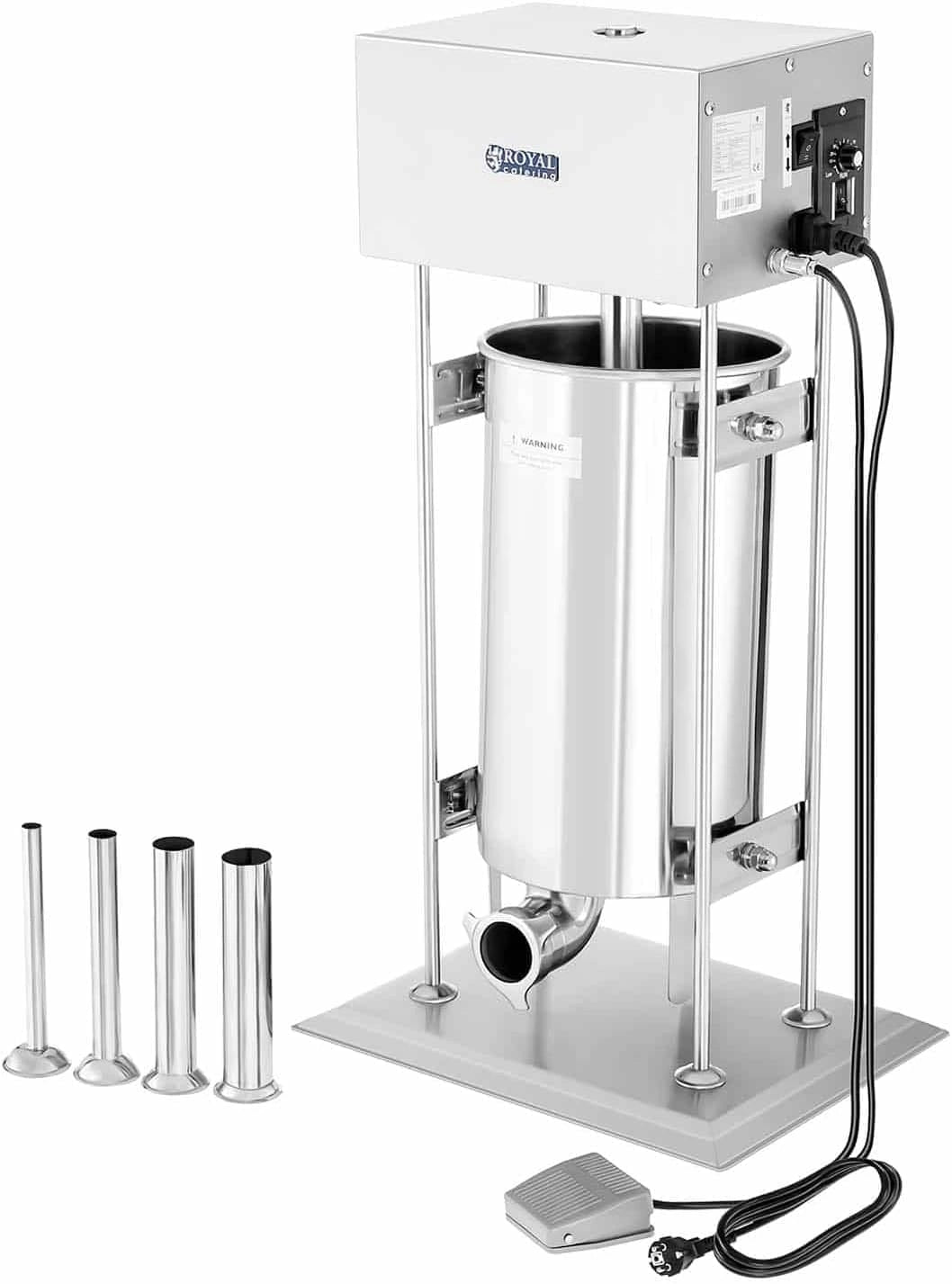 Machine à Saucisses Électrique 15L - Royal Catering, 260W, Pédale, Tubes Inclus