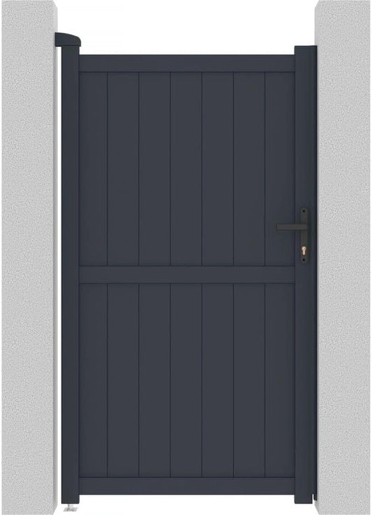 Portail de jardin en aluminium Maurice, gris, 101,2 x 180,9 cm