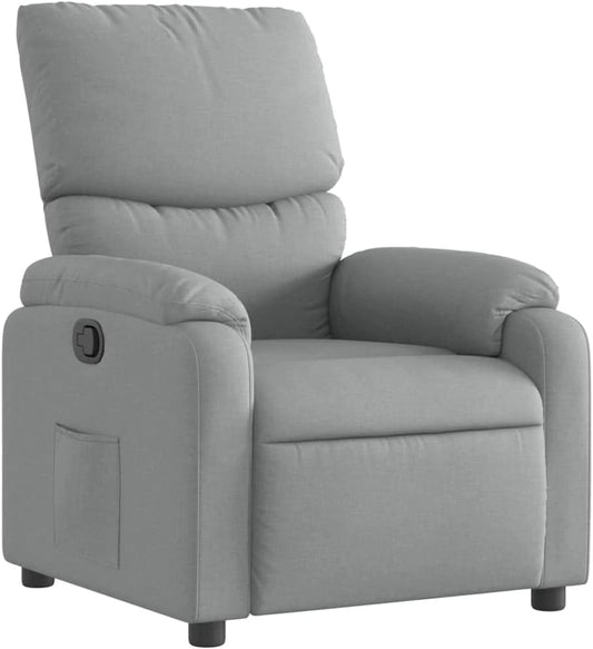 Fauteuil Relax avec Repose-Pieds, Dossier et Accoudoirs, Moderne en Tissu Gris Clair