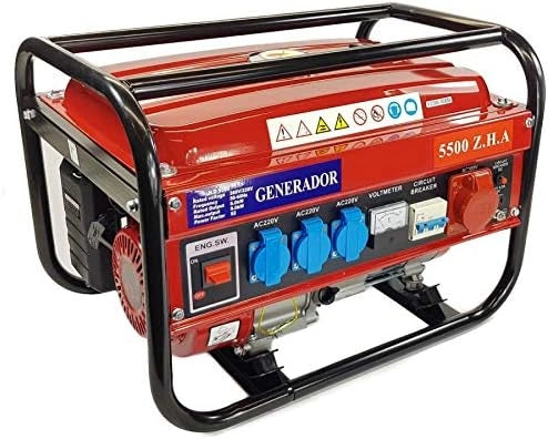 Générateur à Essence 4 Temps Rouge 5500W Monophasique et Triphasique EK