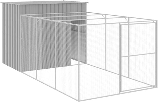 Maison pour chien avec cour, gris clair, 214x457x181 cm