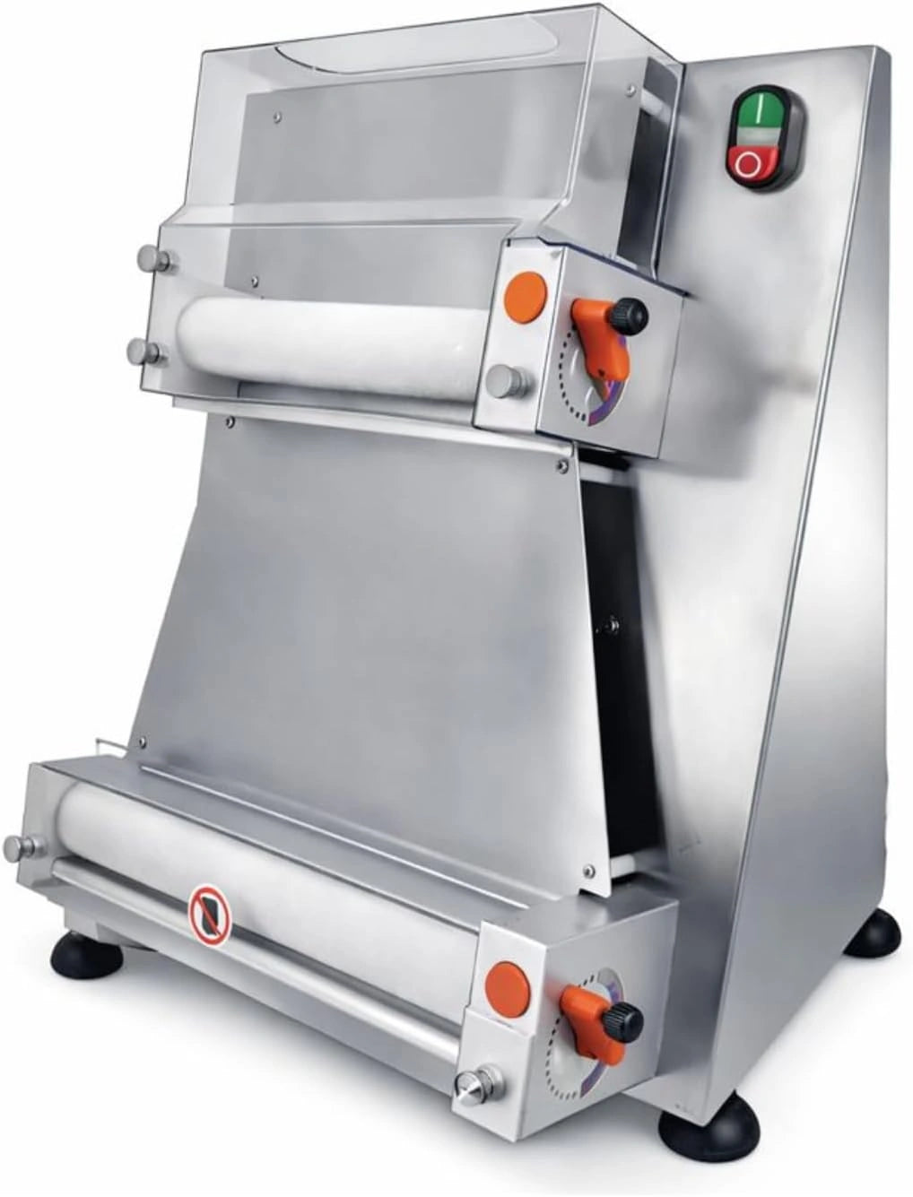 Machine à Rouler la Pâte à Pizza Professionnelle - Double Rouleaux - Max Ø 40 cm - Froid - Acier Inoxydable - 370 W