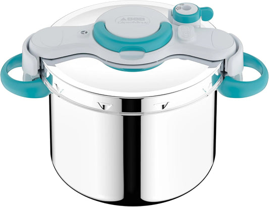 Cocotte-Minute Induction ClipsoMinut' Easy+ 9L SEB, Ouverture Facile, Compact, Inox Bleu, Fabriqué en France