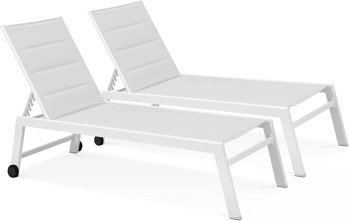 Ensemble de 2 Chaises Longues en Aluminium et Textilène Blanc - Oviala