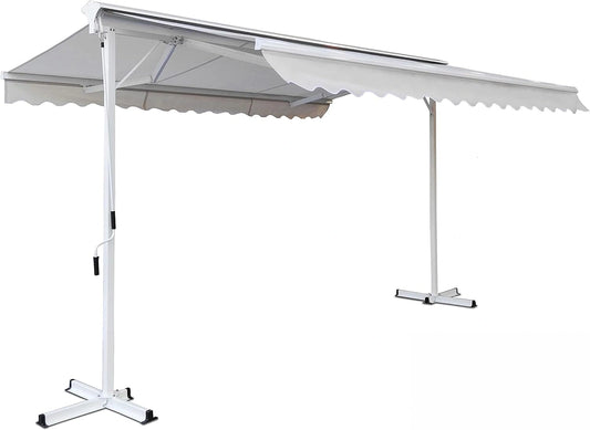 Tonnelle de Jardin Double Pente avec Coffre 3 x 4 m en Aluminium Écru