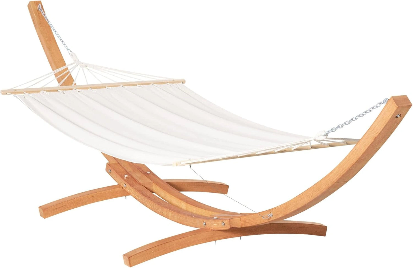 Hamac de Jardin Outsunny avec Support en Bois pour 1 Personne, 3,92 x 1,2 x 1,1 m, Crème et Marron