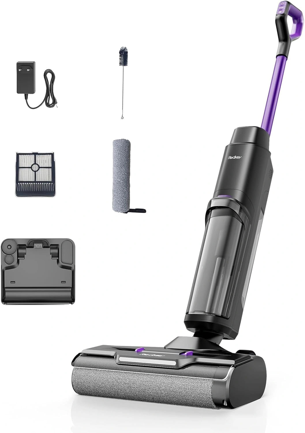 Redkey W15 Aspirateur Balai 3 en 1 sans Fil, 26000 Pa, Aspiration et Lavage, Longue Autonomie, Écran LED, Auto-Nettoyant