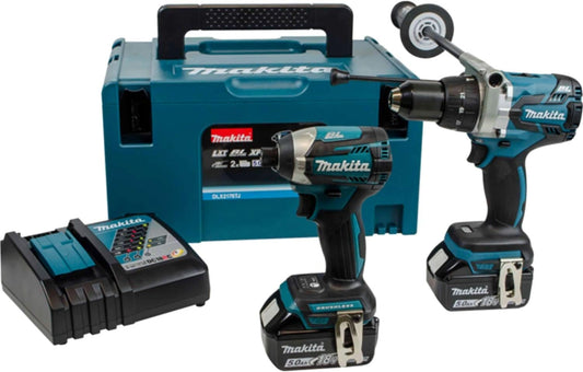 Ensemble d'Outils Makita 18V DHP481 et DTD154 avec 2 Batteries 5.0Ah et Valise MAKPAC