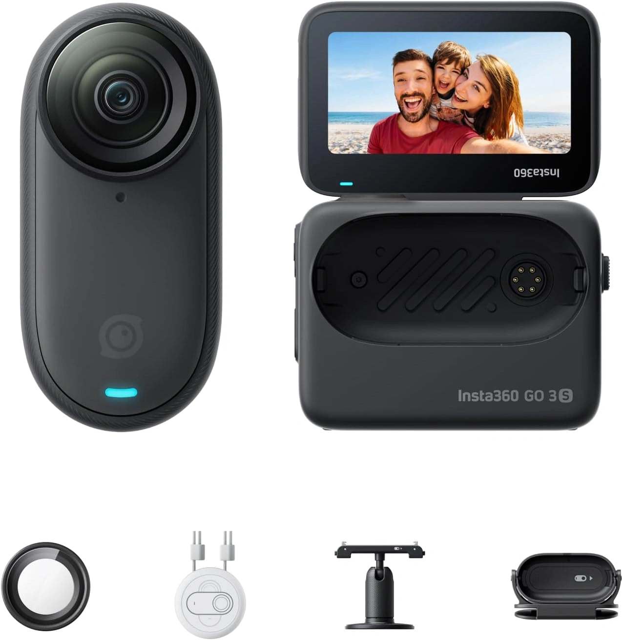 Caméra Insta360 GO 3S 4K 64GB Noir - Vlog Compact, Stabilisation AI, Étanche 10m, Autonomie 140 Min