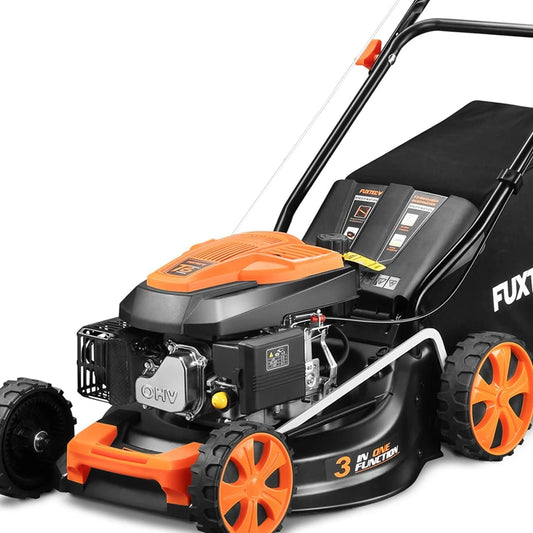 FUXTEC Tondeuse Thermique FX-RM4646ECO avec Nettoyage Facile 3-en-1, Largeur 46cm, Bac 50L, Excellent Rapport Qualité-Prix