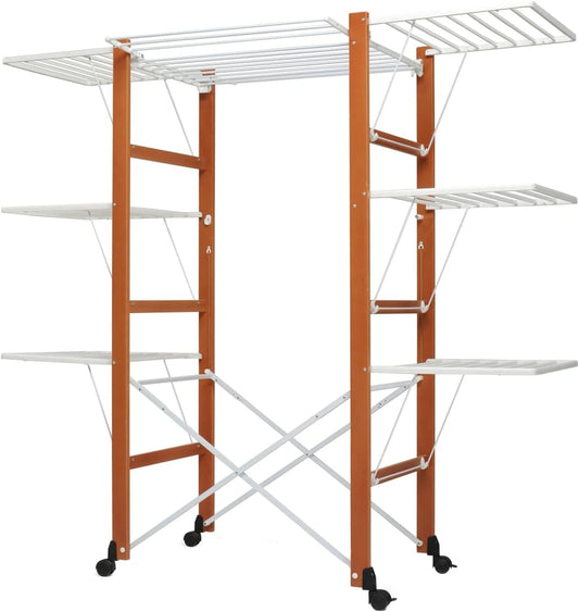 Foppapedretti Ursus Séchoir à Linge en Bois de Noyer, Hauteur 164 cm, Profondeur 80 cm, Largeur 176 cm