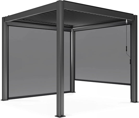 Pergola Bioclimatique Autonome Oviala avec Stores, 3x3m