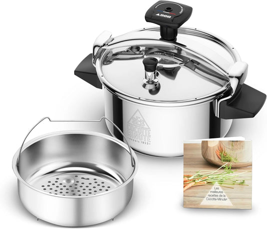 SEB Authentique Eco Autocuiseur 4,5L, Induction, Pour 1-4 Personnes, Fabrication Française, Garantie 10 Ans, Sécurité Avancée, Livre de Recettes Inclus