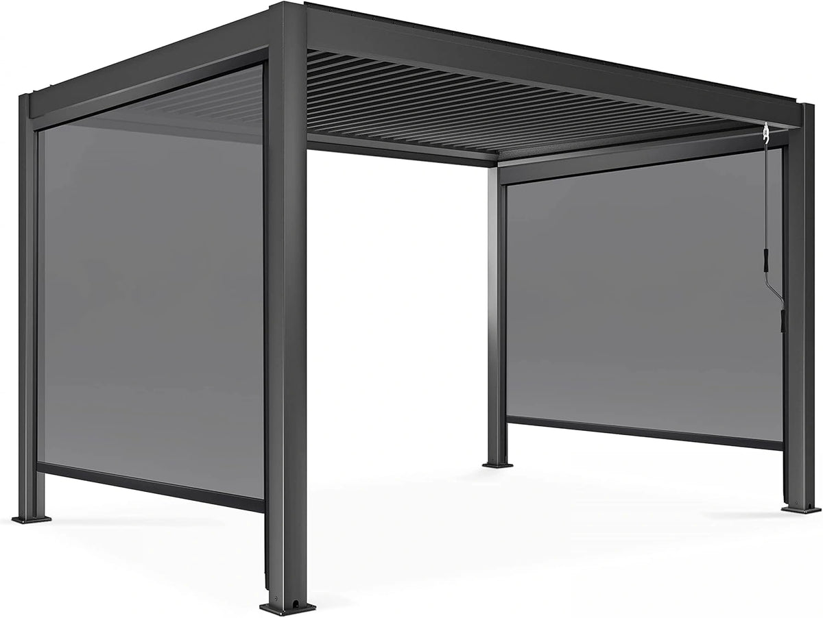 Pergola bioclimatique autoportée 3x4m avec stores gris