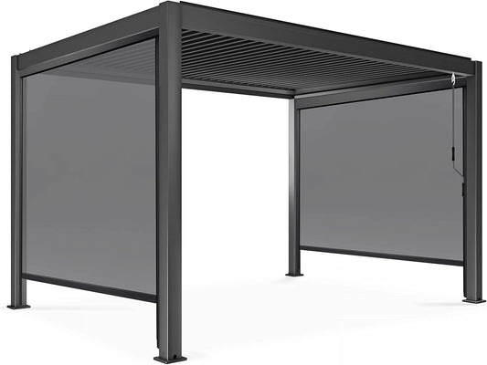 Pergola bioclimatique autoportée 3x4m avec stores gris