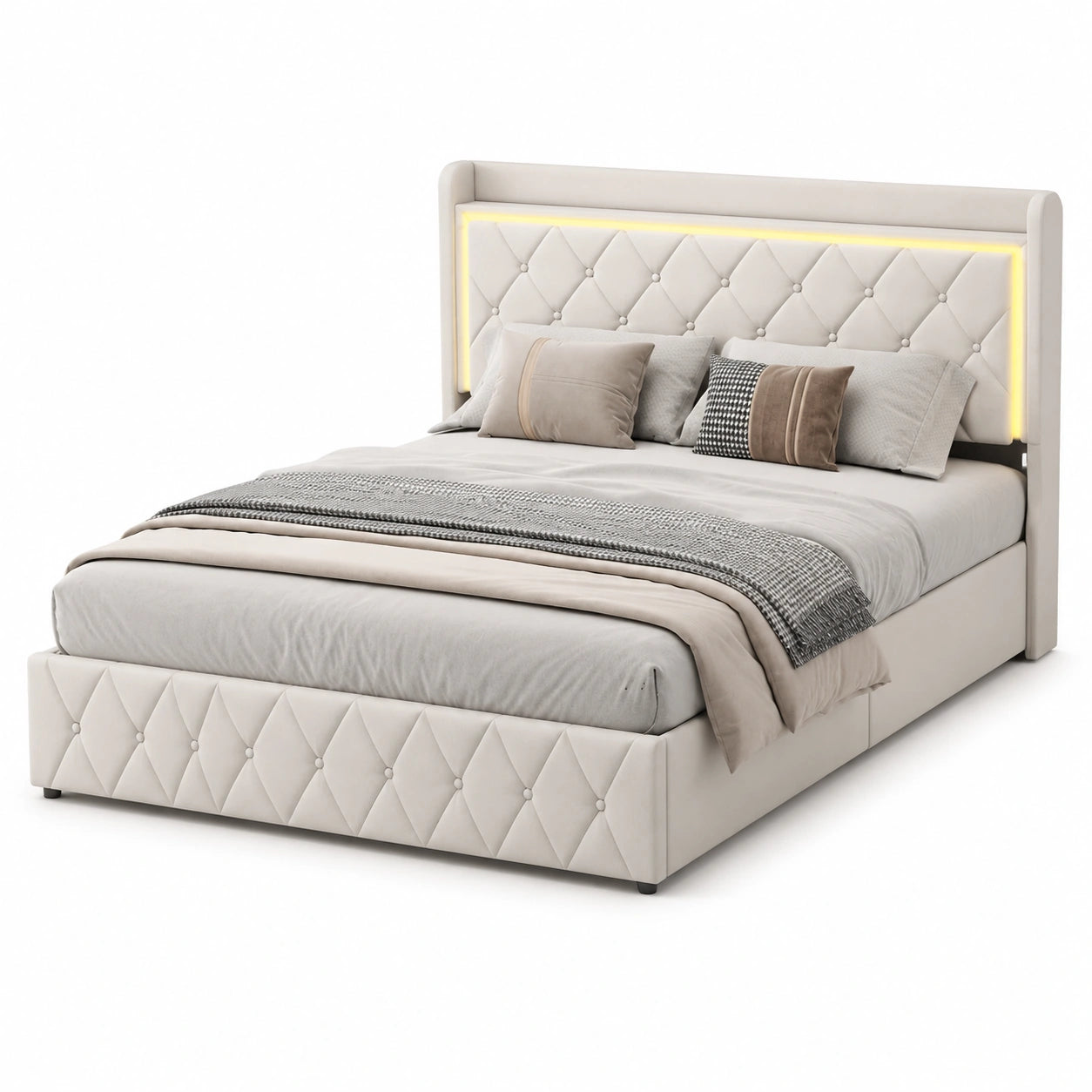 lit-coffre-160x200-cm-avec-ports-usb-et-led-double-avec-rangement-et-sommier-velours-beige-jujrwt7108sr
