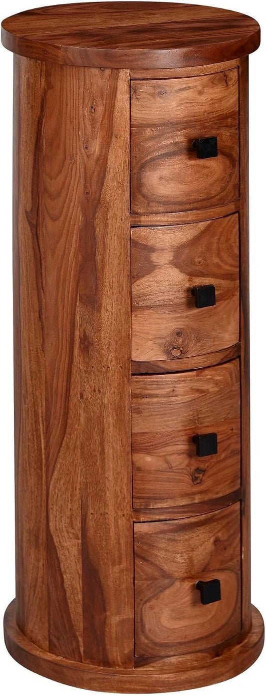 Buffet en Bois Massif Sheesham avec 4 Tiroirs 35x85x35cm | Design Moderne Sans Pieds