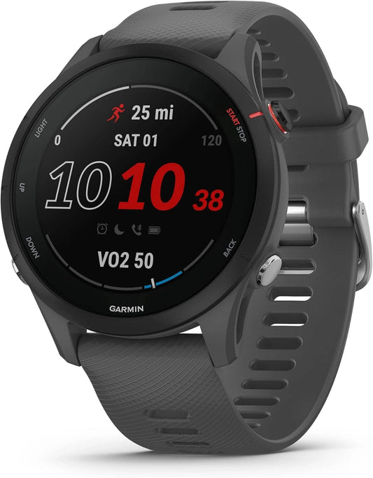 Montre GPS de Course Garmin Forerunner 255, Insights Avancés, Autonomie Prolongée, Gris Ardoise, 46 mm