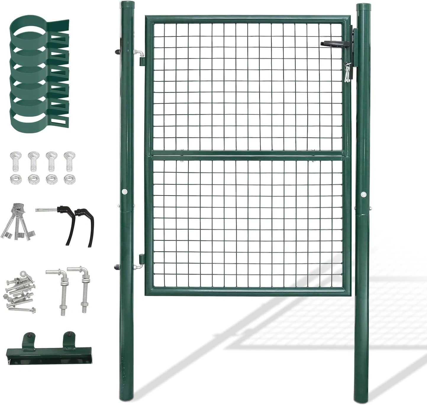 Portail de Jardin en Acier Galvanisé 150x100cm avec Serrure et Clés
