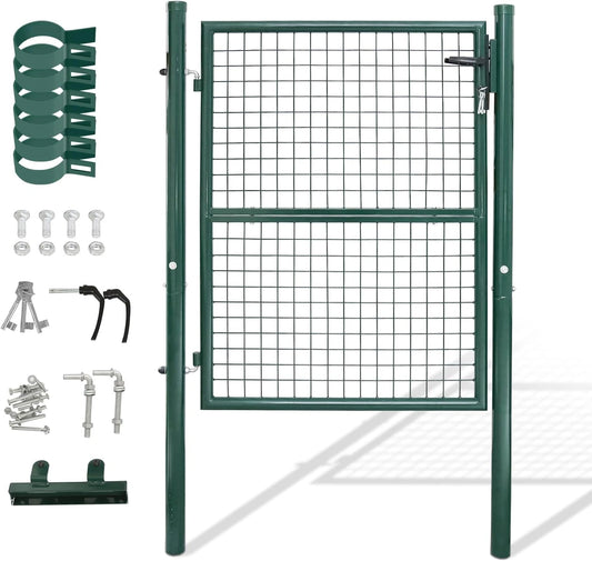 Portail de Jardin en Acier Galvanisé 150x100cm avec Serrure et Clés