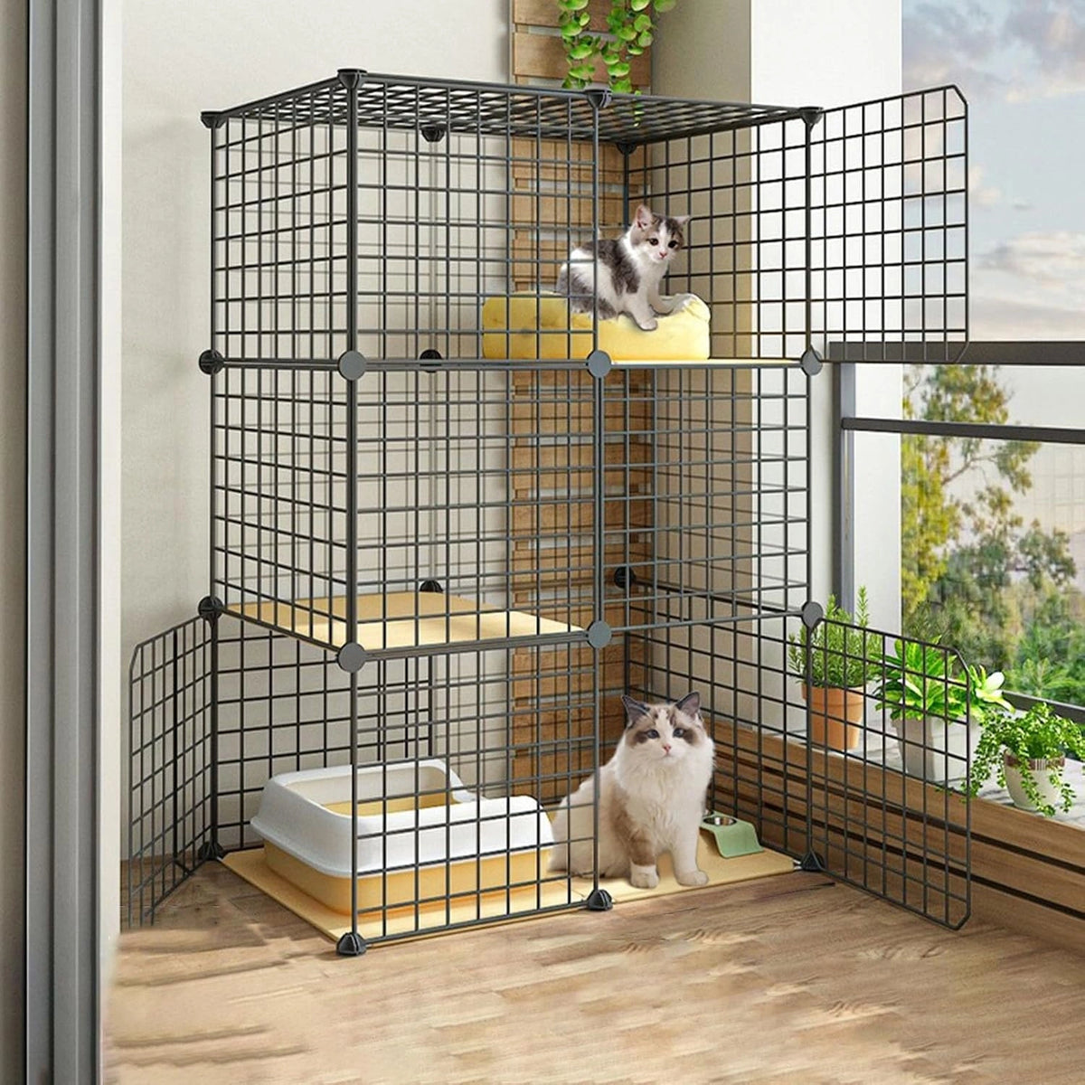 Abri pour chat avec grattoir intégré pour usage intérieur et extérieur