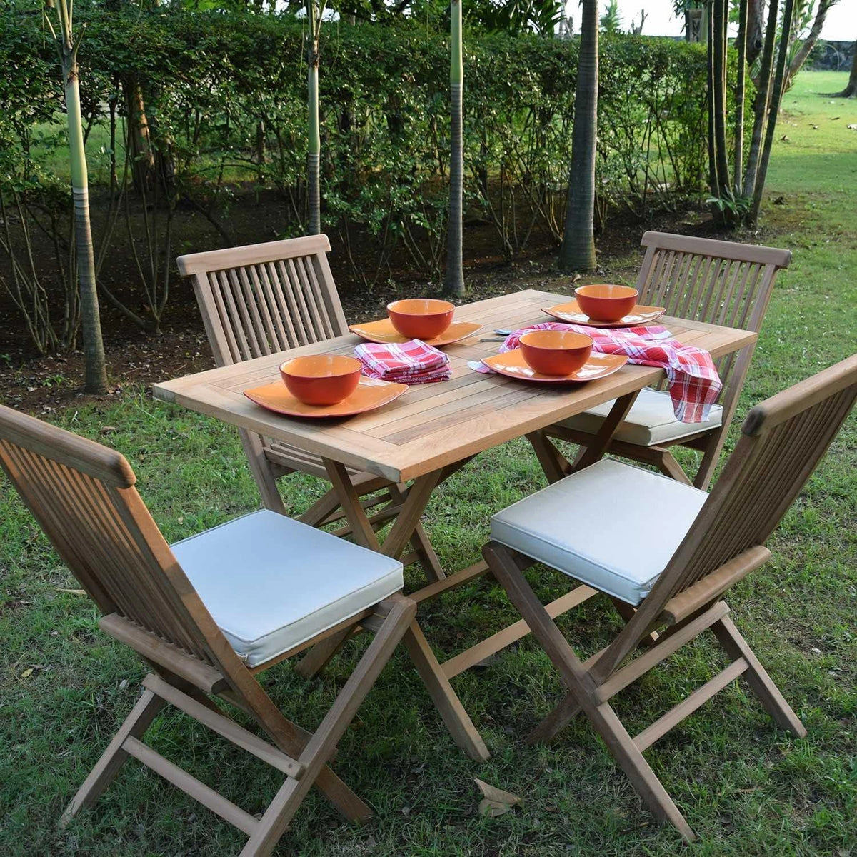 Ensemble de Jardin en Teck Massif pour 4 Personnes - Makassar