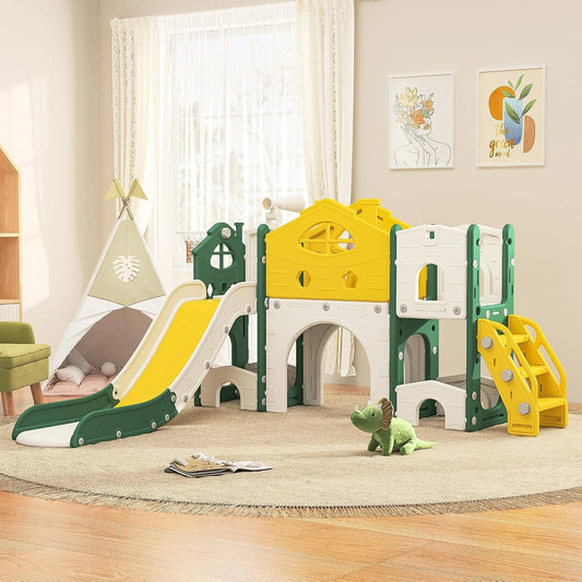 LIVLUX Aire de Jeux 7-en-1 pour Enfant avec Toboggan, Panier de Basket et Téléscope - Pour Intérieur et Extérieur